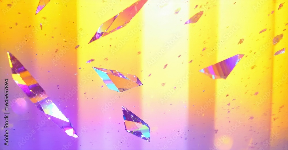 Poster bright abstract background. shards reflect light, creating vibrant colorful streaks. soft gradients 