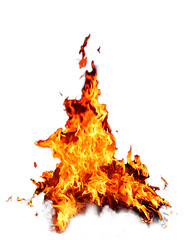 The set of fire and burning flame isolated on transparent background