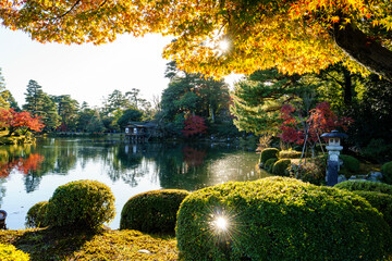紅葉真っ盛りの金沢　日本三名園のひとつ兼六園