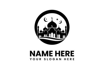 Obraz premium Simple Black and White Mosque Logo Design.