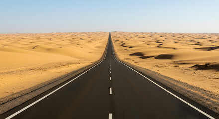 Desert Highway Under Blue Sky