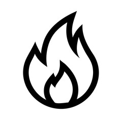 Simple black outline drawing of a stylized flame icon