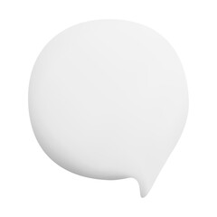Round white 3D speech bubble with rounded edges isolated on background, minimal design element for chat, messenger, social media and web projects