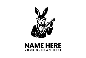 Sophisticated Rabbit Musician Playing Violin in Tuxedo.