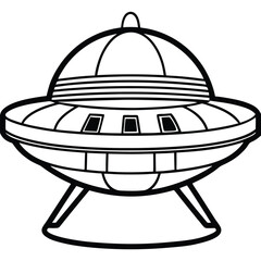 Fototapeta premium Iconic flying saucer design with landing legs and dome top
