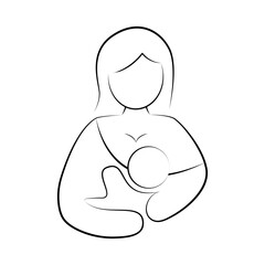 A mother nurturing her child in a tender moment.