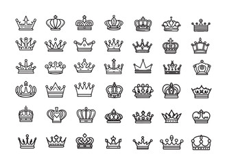 Royal crown silhouette icon. Queen's tiara and king's crown, majestic corona authority

