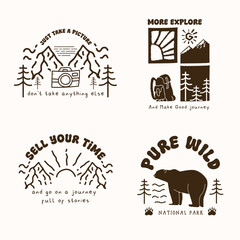 Adventure Badge Design. Collection of Vector Illustration emblem Vintage design for Tshirt, Outdoor fest poster, Sticker, Adventure club