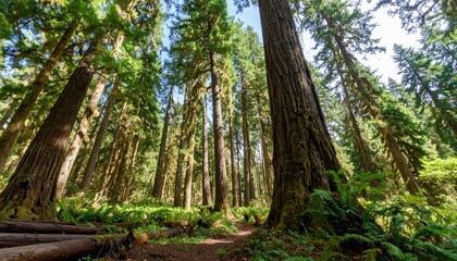 Obraz premium Wood Logs of Siamese Tree in a Lush Forest – A Beautiful Gathering of Trees Beneath a Vibrant Blue Sky, Showcasing Nature’s Serenity, Verdant Canopy, and Tropical Wilderness.