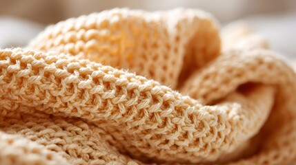 Close-up view of a textured knitted fabric.