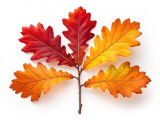 Illustration of colorful oak leaf isolated on white background