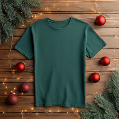 Green T-Shirt Christmas Mockup