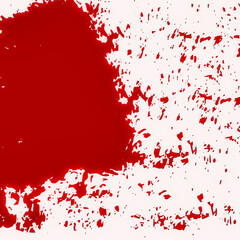 A vibrant red paint splatter creates a grunge background with an artistic ink splash texture, perfect for a modern design