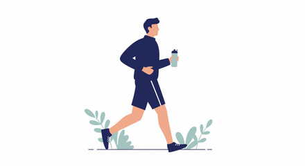 Man jogging in sportswear with water bottle, healthy lifestyle, fitness, exercise concept