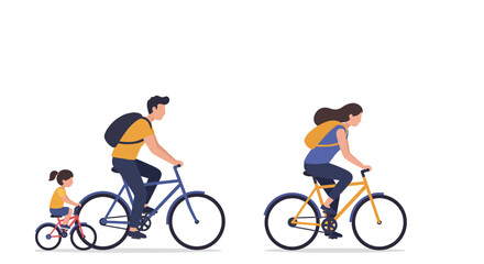 Obraz premium Family enjoys a bike ride adventure together, promoting outdoor activity and a healthy lifestyle