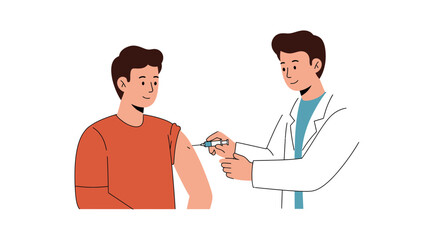 Doctor administering vaccine injection to patient, medical care and healthcare concept