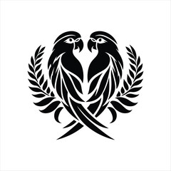 parrot  vector silhouette outline logo design illustration