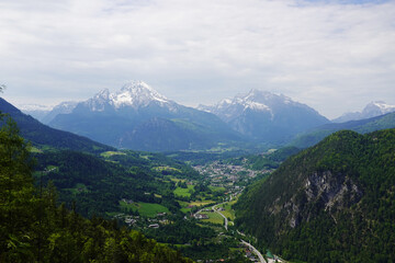The view of Watzmann mountain from Laercher wand observing point, Berchtesgaden, Germany