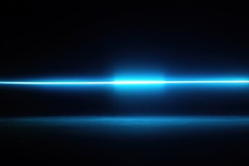 Mystical blue light beam illuminating a dark space in a surreal cosmic environment