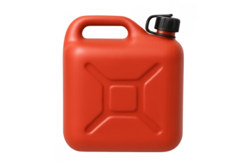 Red jerrycan fuel canister isolated on transparent background