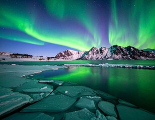 Aurora Over Frozen Lake
