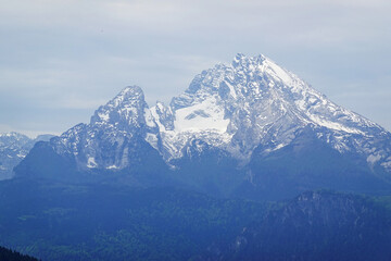 The view of Watzmann mountain from Laercher wand observing point, Berchtesgaden, Germany