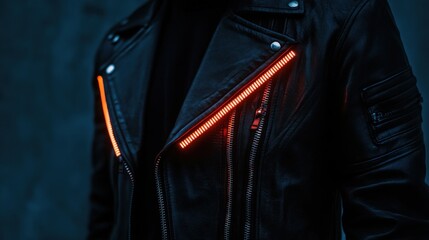 Stylish biker jacket with embedded led lights.