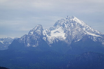 The view of Watzmann mountain from Laercher wand observing point, Berchtesgaden, Germany