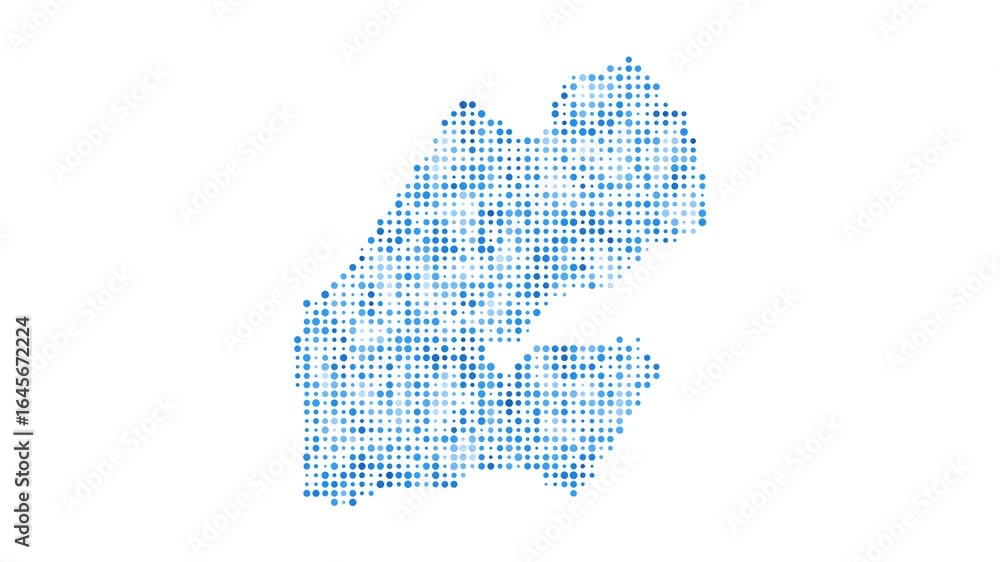 Poster djibouti dotted digital map. map of djibouti with pulsating colored circles. shape of the country fi