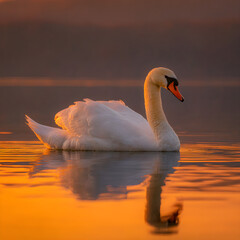 white swan on the lake