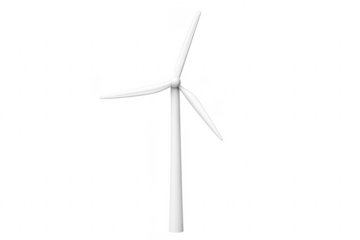 Renewable energy wind turbine on transparent background