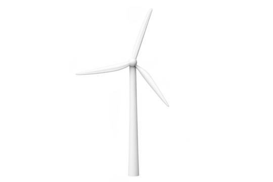 Renewable energy wind turbine on transparent background