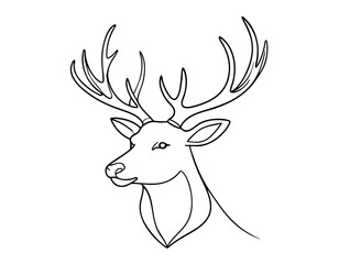 Minimalist line art of a reindeer head with antlers