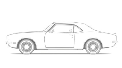 Naklejka premium Classic Sports Car Side View Outline