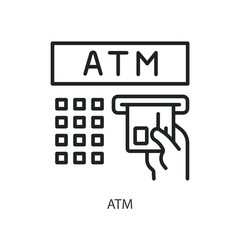 ATM thin line vector icons.