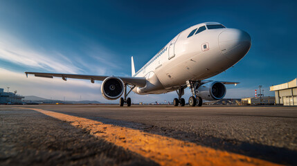 Fototapeta premium Commercial Jet on Runway – Travel, Transportation and Aviation Concept