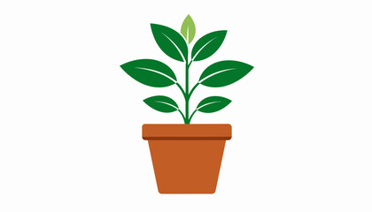 Fototapeta premium Illustration of a Potted Plant with Lush Green Leaves on White Background