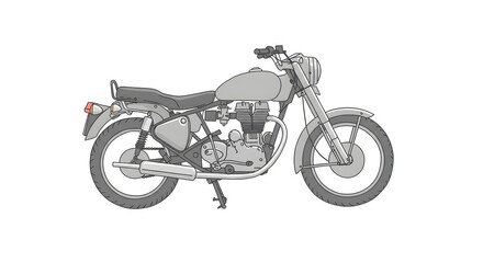 Fototapeta premium Classic Motorcycle Illustration, Vintage Style, Isolated on White Background