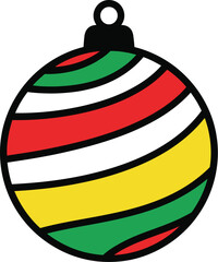 Obraz premium Christmas Ornament, Striped Xmas Bauble, Holiday Decoration, Festive Ornament Clipart, Colorful Xmas Ball
