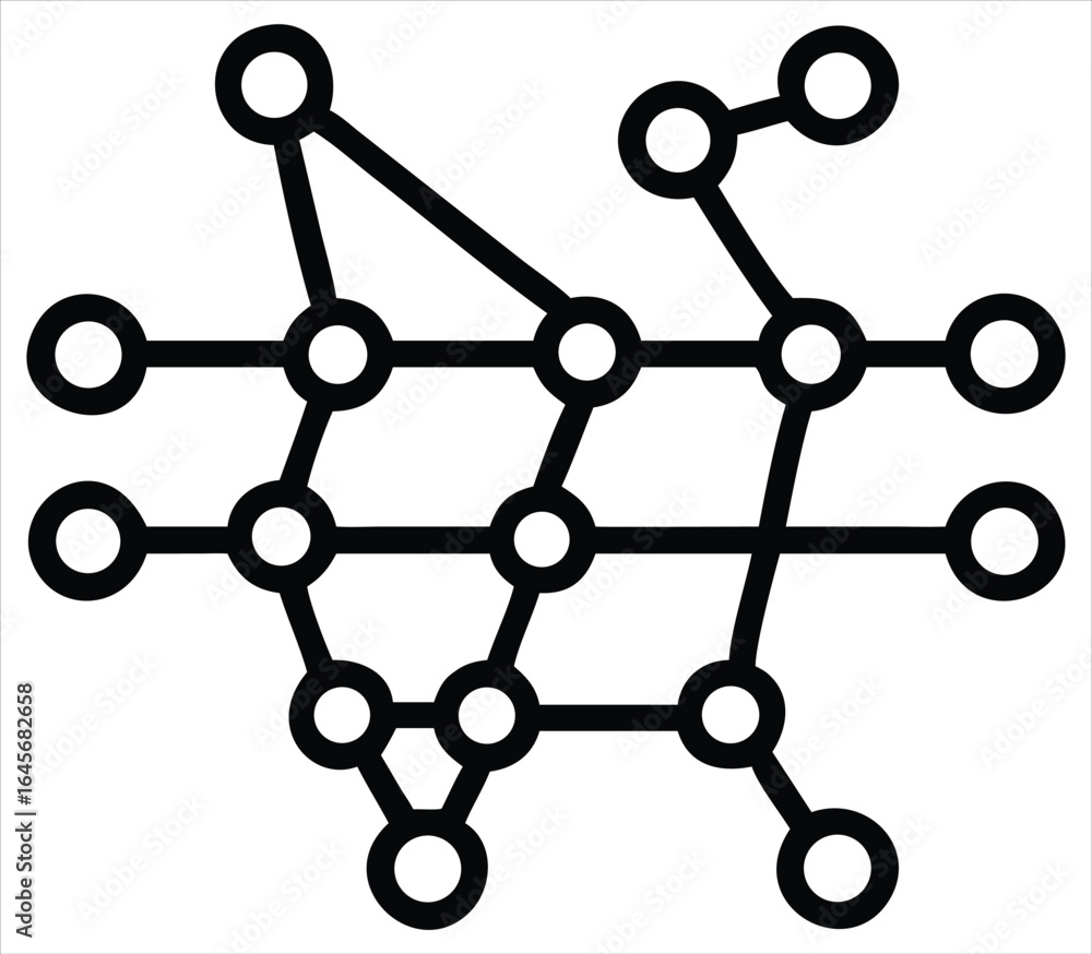 Poster abstract geometric network of interconnected nodes and lines forming a complex abstract pattern repr