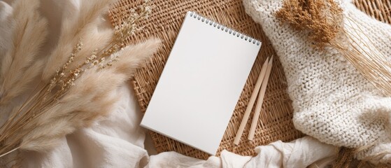 The Notebook centerpiece on a cozy desk with pencils and dried flowers