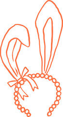 Line art hand drawn illustration of a cute Halloween costume bunny ears headband. Whimsical decorative element, vector