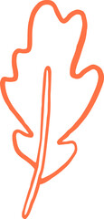 Line art hand drawn illustration of a autumn oak leaf. Whimsical decorative element, vector