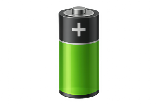 Green battery icon symbolizing energy and power
