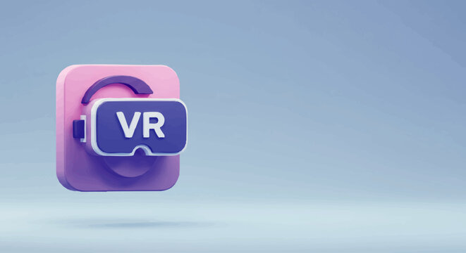 Stylized 3D Render of Pink and Blue VR Headset Icon