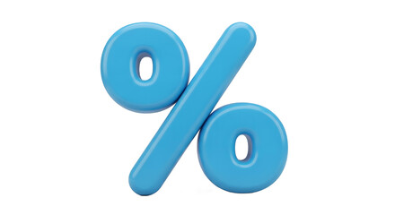 3D Blue Percentage Sign Isolated on White Background