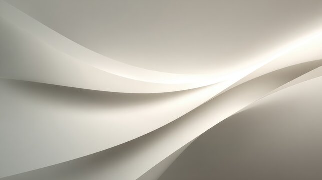 Abstract smooth white curves and flowing shapes with soft shadows and subtle gradients creating a modern minimalist background design with elegance and simplicity