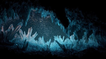 Cave crystals deep blue interior