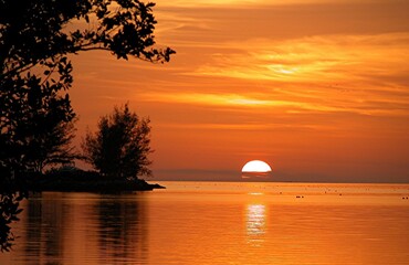 Vibrant sunset over the ocean Key West, Florida