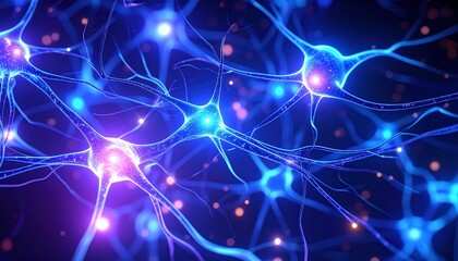 Neurons glowing with electric connections